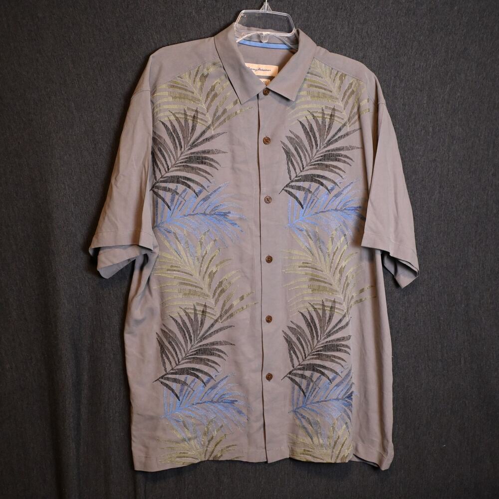 Tommy Bahama Men's XL Palm Tree Print 100% Silk Button Up Hawaiian Shirt